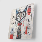 Abstrakte Mit Augen Katze Quadratische Wanduhr (Winkel)
