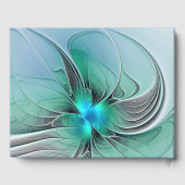 Abstrakte mit Blau, moderne fraktale Kunst Gästebuch (Rückseite)