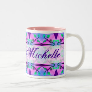 Abstrakte mit Blumenschablone Zweifarbige Tasse