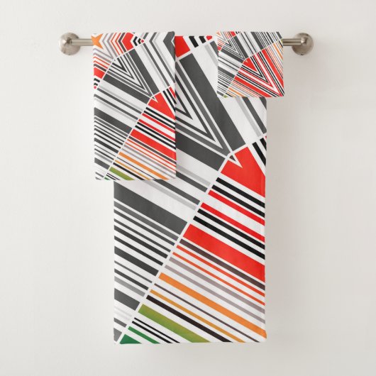 Abstrakte, mit Zierleisten ausgekleidete, gestreif Badhandtuch Set (Insitu)