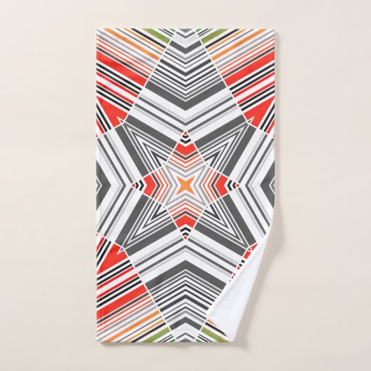 Abstrakte, mit Zierleisten ausgekleidete, gestreif Badhandtuch Set (Handtuch)