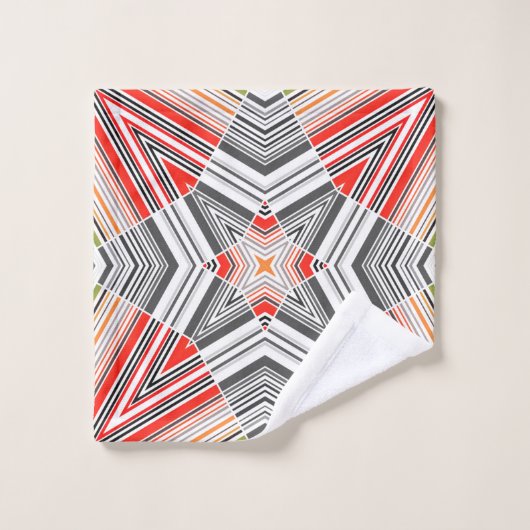 Abstrakte, mit Zierleisten ausgekleidete, gestreif Badhandtuch Set (Waschlappen)