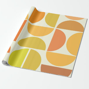 Abstrakte mittelmodernistische Kreise orange gelb  Geschenkpapier