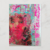 Abstrakte Mixed-Media-Collage Blumenfrau Postkarte (Vorderseite)