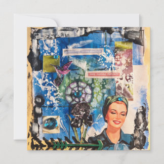 Abstrakte Mixed-Media-Collage Mitteilungskarte