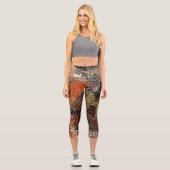 Abstrakte Mixed Media Earthy Autumnal Colors Capri Leggings (Vorderseite)