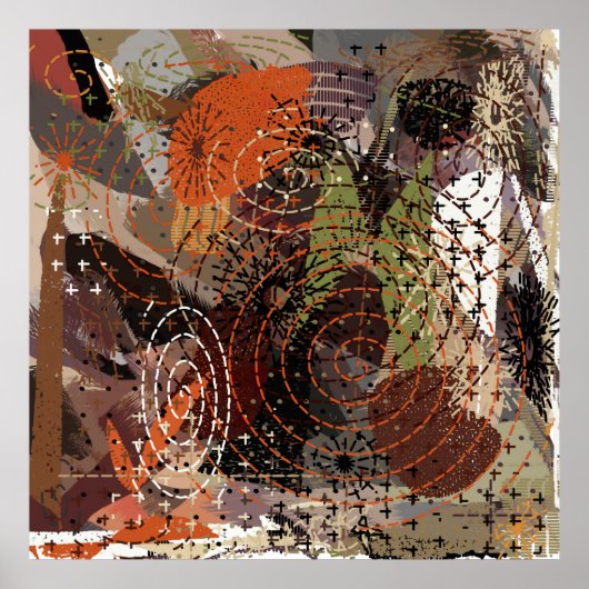 Abstrakte Mixed Media Earthy Autumnal Colors Poster (Vorne)