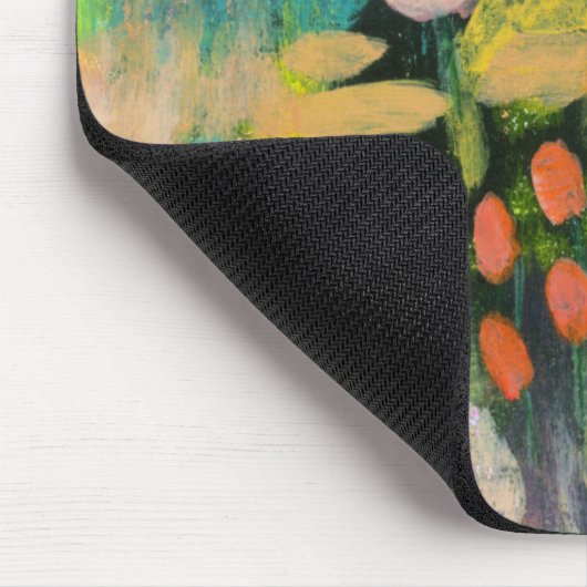 Abstrakte Mixed Media Floral Primitive Art Malerei Mousepad (Ecke)