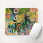 Abstrakte Mixed Media Floral Primitive Art Malerei Mousepad (Mit Mouse)