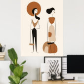 Abstrakte Modefiguren Wandkunst | Minimalistisch Poster (Heimbüro)