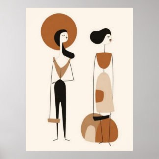 Abstrakte Modefiguren Wandkunst | Minimalistisch  Poster
