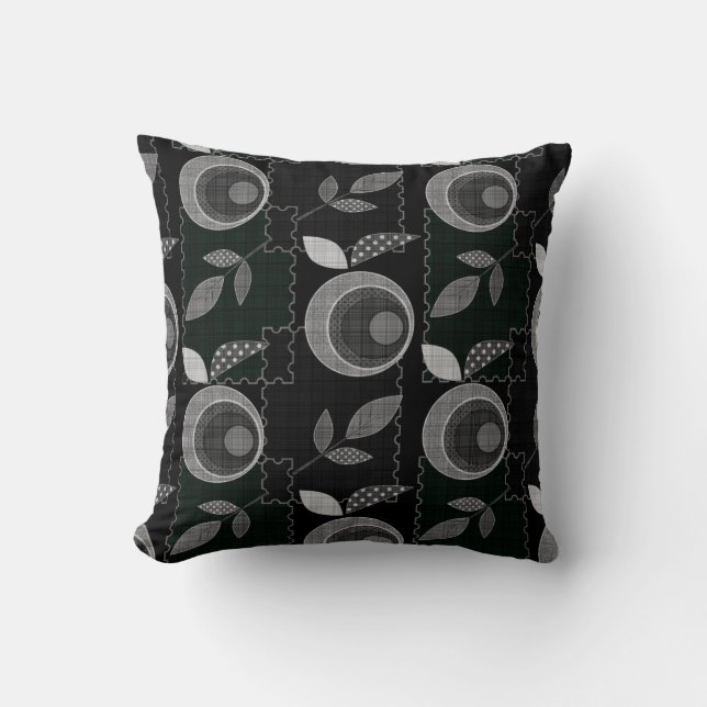 Abstrakte moderne Apfelfrucht verlasse geometrisch Kissen (Vorderseite)