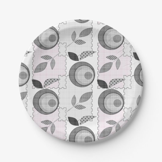 Abstrakte moderne Apfelfrucht verlasse geometrisch Pappteller (Vorderseite)