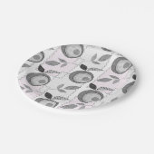 Abstrakte moderne Apfelfrucht verlasse geometrisch Pappteller (Schrägansicht)