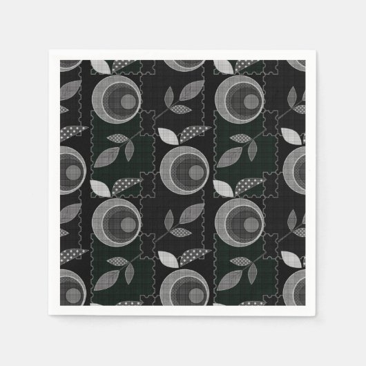 Abstrakte moderne Apfelfrucht verlasse geometrisch Serviette (Vorderseite)