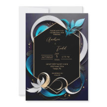 Abstrakte, moderne aquamarine, weiße Hochzeit