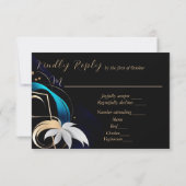 Abstrakte, moderne aquamarine, weiße Hochzeit RSVP Karte (Rückseite)