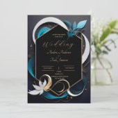 Abstrakte, moderne aquamarine, weiße Hochzeit Save The Date (Stehend Vorderseite)