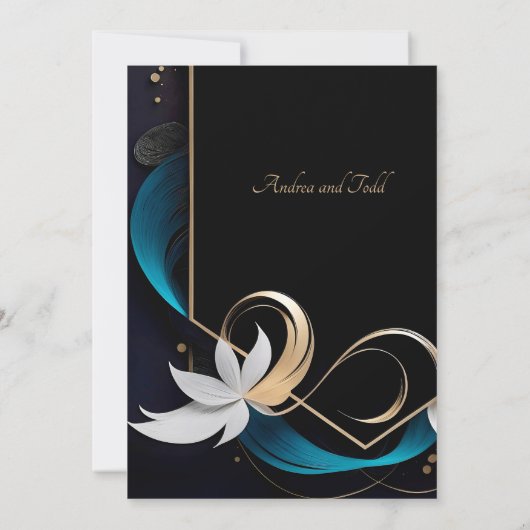Abstrakte, moderne aquamarine, weiße Hochzeit Save The Date (Rückseite)