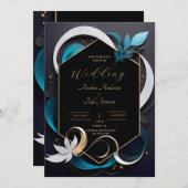 Abstrakte, moderne aquamarine, weiße Hochzeit Save The Date (Vorne/Hinten)