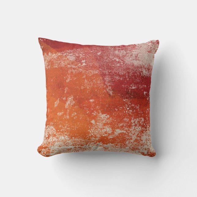 Abstrakte moderne Art Throw Pillow Orange Creme Kissen (Vorderseite)