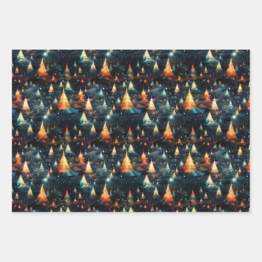 Abstrakte moderne Bäume: kühne Weihnachtsgestaltun Geschenkpapier Set (Vorderseite)