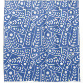 Abstrakte, moderne blaue Blätter Formen Duschvorha Duschvorhang (Vorderseite)