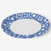 Abstrakte, moderne blaue Blätter Formen | Papierte Pappteller (Schrägansicht)