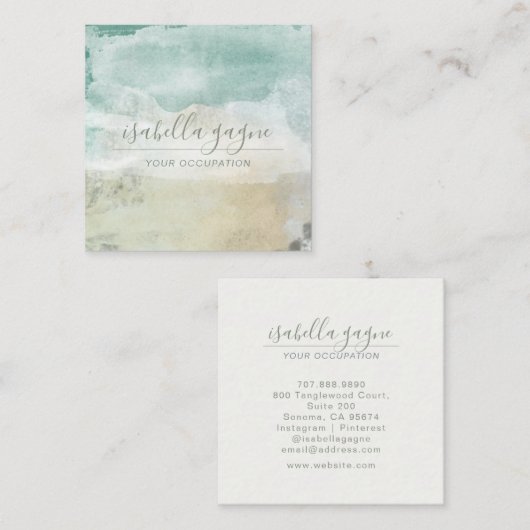 Abstrakte, moderne Blaue Farbe Formen Kunst Quadratische Visitenkarte (Vorne/Hinten)