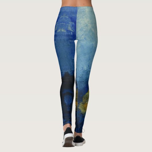 Abstrakte moderne Blue Art Custom Leggings (Rückseite)