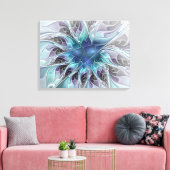 Abstrakte moderne Blume W. Blue Triptych geblüht Leinwanddruck (Insitu (Wohnzimmer))