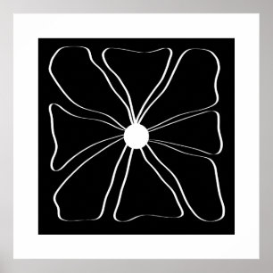 Abstrakte moderne Blumen-Feinbildkunst Schwarz-Wei Poster