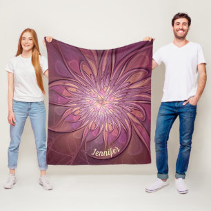 Abstrakte moderne Blumen-Fraktal-Beeren-Farben Nam Fleecedecke
