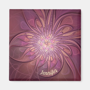 Abstrakte moderne Blumen-Fraktal-Beeren-Farben Nam Magnet