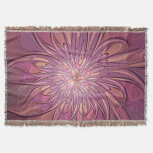 Abstrakte moderne Blumen-Fraktal-Kunst Beerentöne Decke