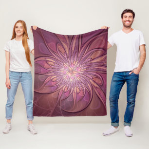 Abstrakte moderne Blumen-Fraktal-Kunst Beerentöne Fleecedecke