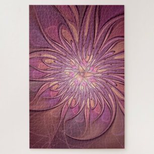 Abstrakte moderne Blumen-Fraktal-Kunst Beerentöne Puzzle
