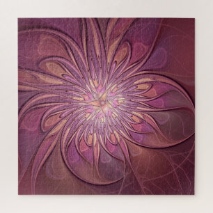 Abstrakte moderne Blumen-Fraktal-Kunst Beerentöne Puzzle