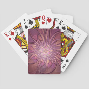 Abstrakte moderne Blumen-Fraktal-Kunst Beerentöne Spielkarten