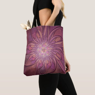 Abstrakte moderne Blumen-Fraktal-Kunst Beerentöne Tasche