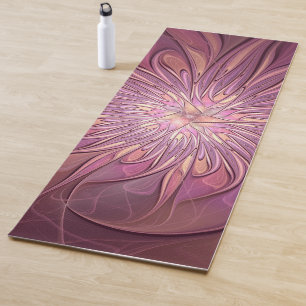 Abstrakte moderne Blumen-Fraktal-Kunst Beerentöne Yogamatte