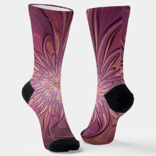 Abstrakte moderne Blumen-Fraktal-Kunst Beerfarben Socken
