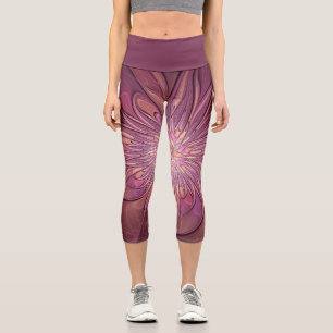 Abstrakte moderne Blumen-Fraktal-Kunst Capri Leggings