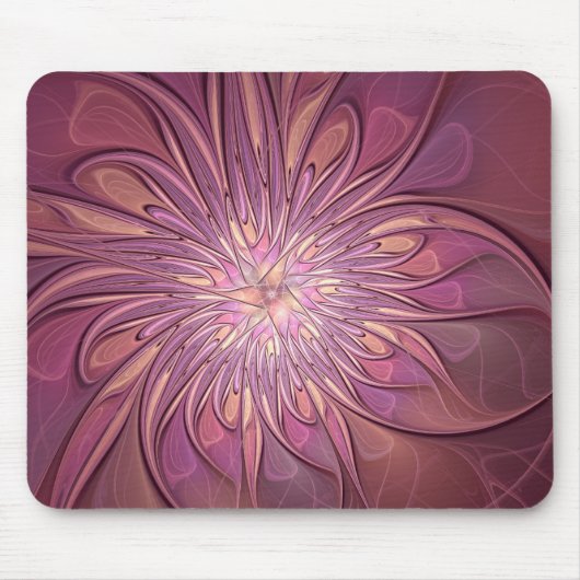 Abstrakte moderne Blumen-Fraktal-Kunst in Beerentö Mousepad (Vorne)