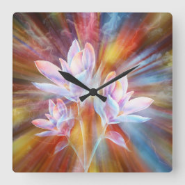 Abstrakte moderne Blumen Kunstwerk Quadratische Wanduhr