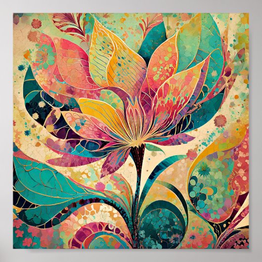 Abstrakte moderne Blumenkunst Poster (Vorne)
