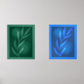 Abstrakte moderne botanische Blätter blau und grün Bilderwand Sets (Vorderseite)