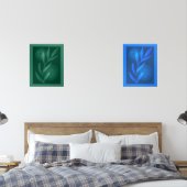 Abstrakte moderne botanische Blätter blau und grün Bilderwand Sets (Schlafzimmer)