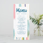 Abstrakte, moderne Brush-Hochzeit Menükarte (Stehend Vorderseite)