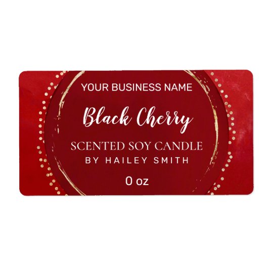 Abstrakte moderne Cherry Red Soy Candle Labels (Vorne)